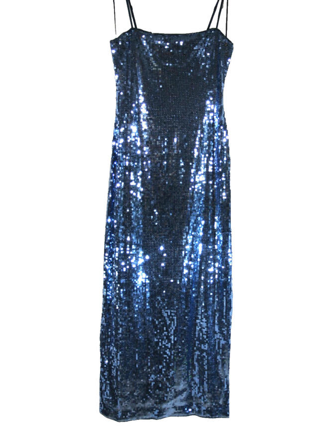 New, Reformation Elise Knit Sequin Spagetti Strap Long Dress Sz #Ld349